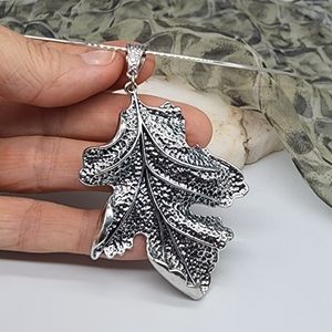 Boho Jewelry Silver Leaf Boho Pendant Contemporary Design Necklace